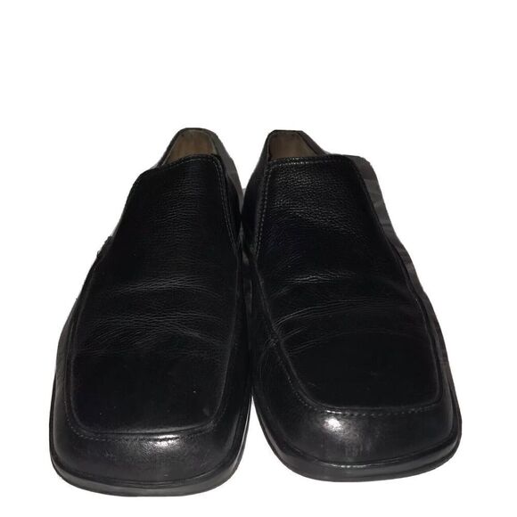 Gordon Rush Slip On Leather Rubber Sole Dress Shoes Square Toe Sz 9.5 Black - Picture 2 of 8